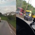 Vídeo: briga de trânsito entre caminhoneiros termina em acidente no Anel Rodoviário de BH