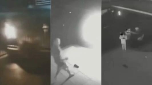 Jovem de 22 anos precisou pular na piscina após companheiro atear fogo nela.