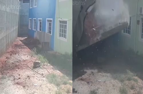 Vídeo: muro desaba e atinge parte da estrutura de uma escola em Minas