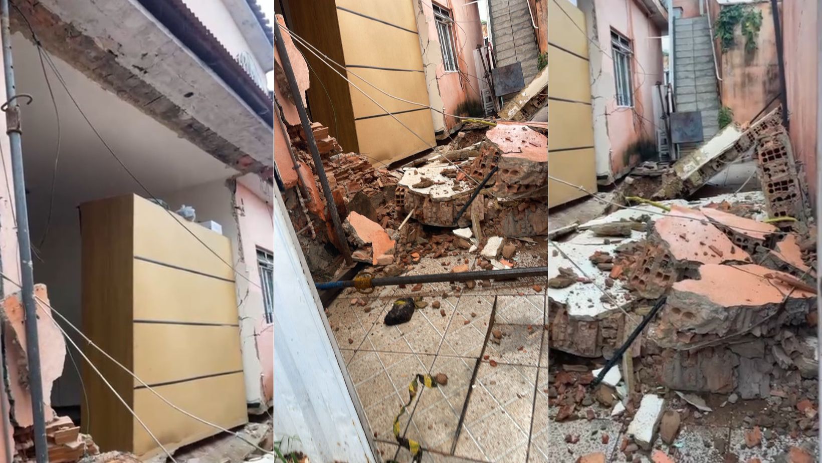 Muro de casa interditada por risco de desabamento no Primeiro de Maio cai durante chuva em BH