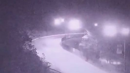 Nas imgens é possível ver que o veículo vem em alta velocidade, bate no barranco e tomba na Fernão Dias