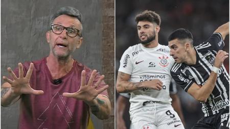 Neto (esq) e jogadores de Corinthians e Atlético (dir)
