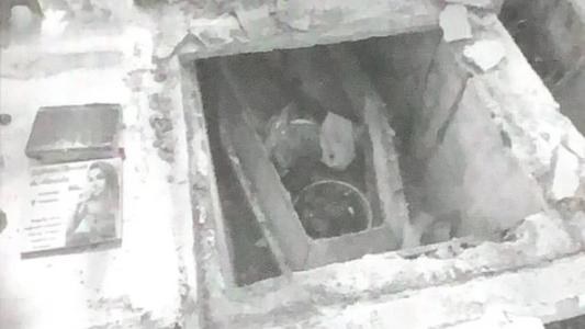 No lugar da cabeça os bandidos deixaram uma tigela com bebidas e papéis