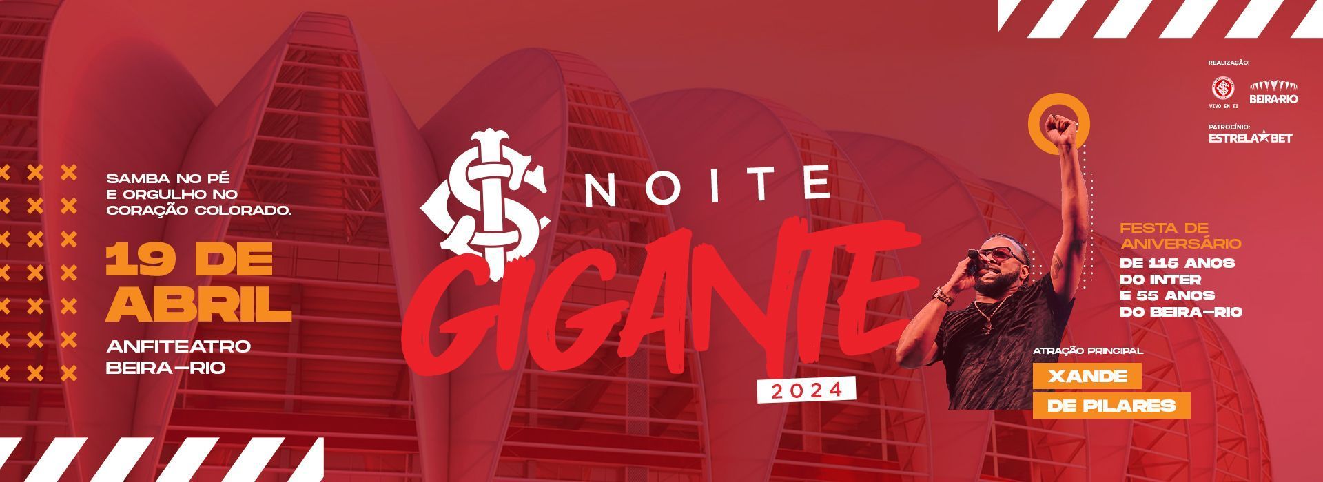 Inter anuncia festa de 115 anos com show de Xande de Pilares no Beira-Rio
