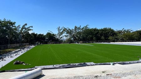 Novo gramado está sendo instalado na Toca da Raposa