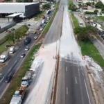 Tinta no Anel Rodoviário: limpeza deve durar de 3 a 5 horas