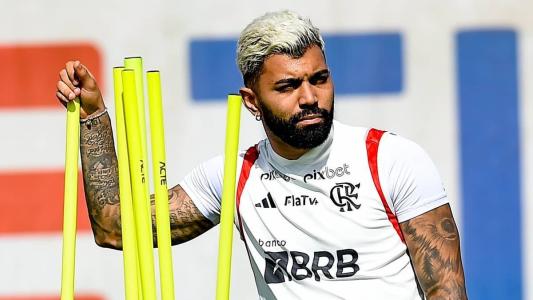 O atacante Gabigol durante atividade no Ninho do Urubu, CT do Flamengo