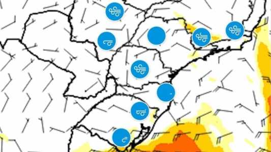 O ciclone extratropical que chega no sábado (19) passará por sete cidades entre as regiões sul, sudeste e centro-oeste.