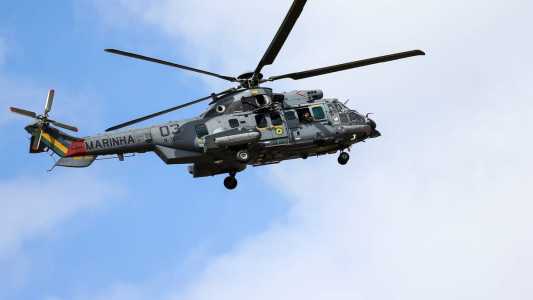 O helicóptero caiu em um área de treinamento