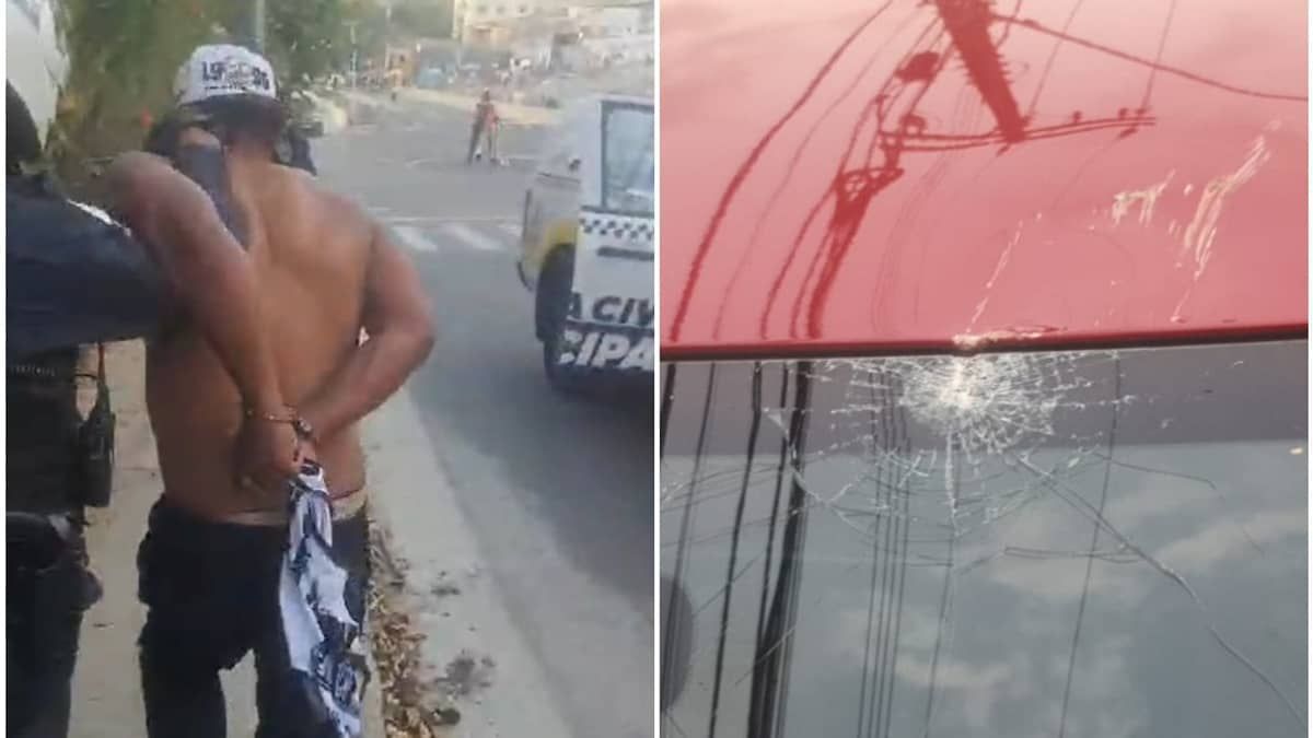 Vídeo: flanelinha é detido por apedrejar carro de idoso no entorno da Arena MRV
