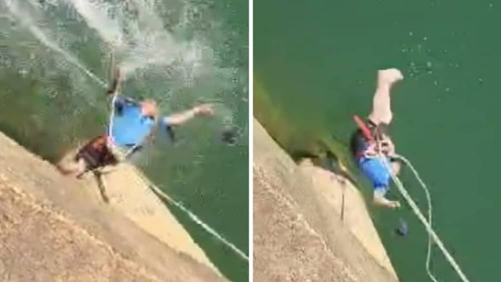 Vídeo: sargento da PM fica em estado grave após bater em pedras ao fazer rapel em Minas