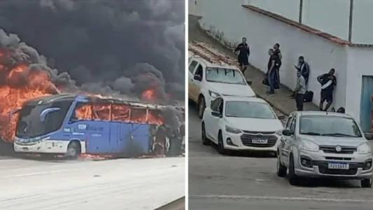 O ônibus pegou fogo após apresentar problemas na estrada