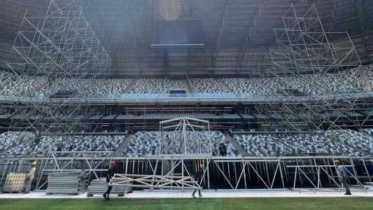 O palco do Sacode BH está sendo montado na Arena MRV