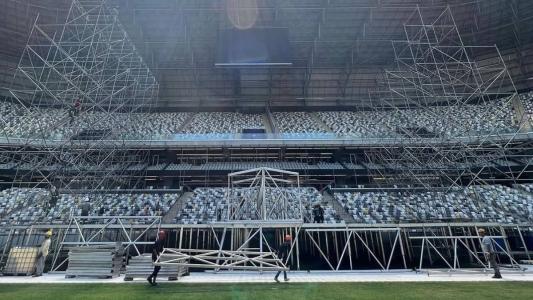 O palco do Sacode BH está sendo montado na Arena MRV