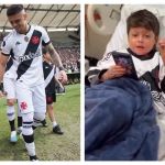 Gabriel Pec, do Vasco, realiza sonho e entra no gramado com pequeno Gui