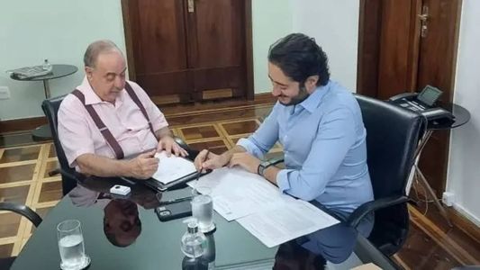 O prefeito Fuad Noman e o presidente da Câmara, Gabriel Azevedo, em reunião na PBH na semana passada