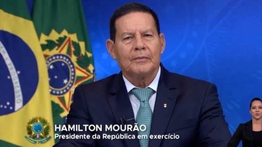 O presidente me exercício Hamilton Mourão fez um discruso de encerramento de governo para a nação brasileira