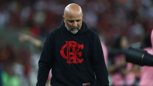 O técnico Jorge Sampaoli durante a partida entre Flamengo e Aucas
