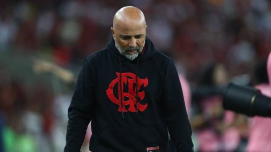 O técnico Jorge Sampaoli durante a partida entre Flamengo e Aucas