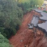 Parte da pista da BR-040 cede e interdita parcialmente o trânsito