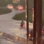 Anel Rodoviário registra alagamento e lentidão após forte chuva; carros apresentam pane mecânico