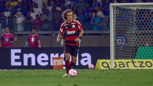 O zagueiro David Luiz em ação na partida entre Flamengo e Cruzeiro