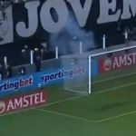 Torcedores do Santos atiram bombas em direção a goleiro do Newell's