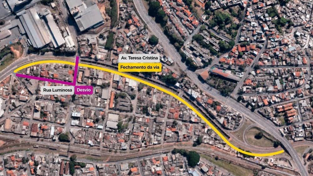 Obra da Copasa fecha trecho da avenida Teresa Cristina pelos próximos 25 dias