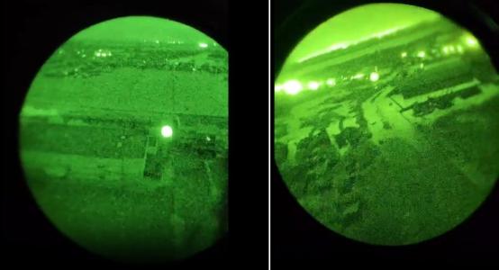 Foto mostra policiais mineiros usando óculos de visão noturna no Rio Grande do Sul