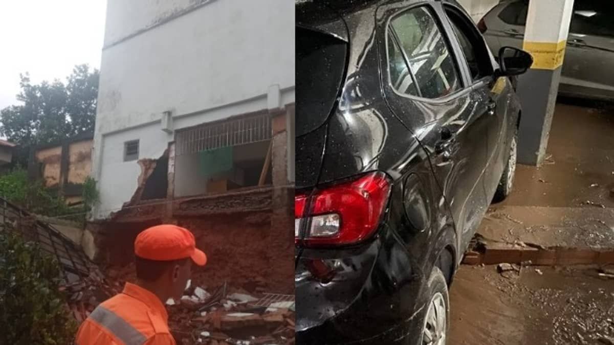 Carros alagados e muros derrubados: chuva forte atinge Lourenço, no Sul de Minas, e provoca estragos