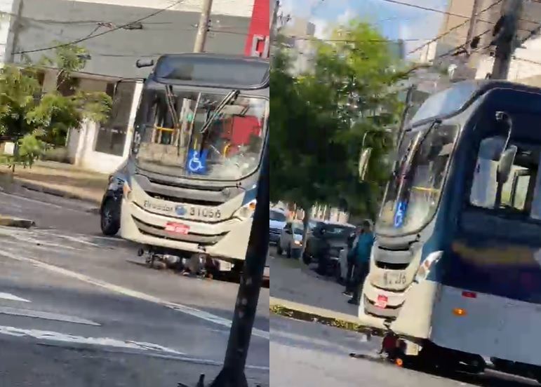 Ônibus e moto se envolvem em acidente na av. Amazonas, em BH