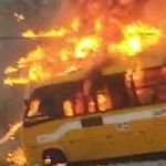 'Vi a morte', passageira narra confusão após ônibus bater em poste e pegar fogo em BH