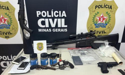 Armas e materiais apreendidos na Operação Impacto em Miradouro, na Zona da Mata
