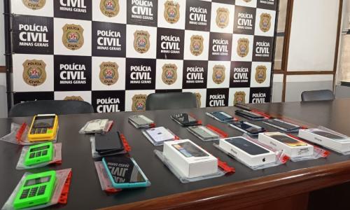 Celulares apreendidos pela PCMG durante a 5ª fase da Operação Inspect
