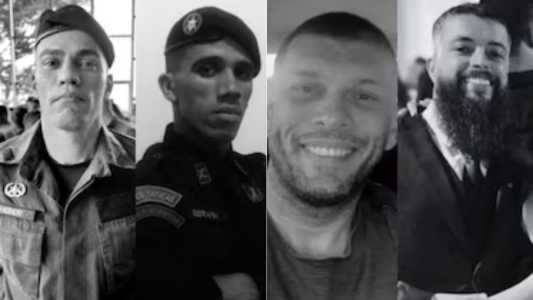 Policias mortos durante operação mais letal do Rio de Janeiro: Marcus Vinícius Cardoso de Carvalho, Rodrigo Velloso Cabral, PM Heber Carvalho da Fonseca, PM RG, Cleiton Serafim Gonçalves.