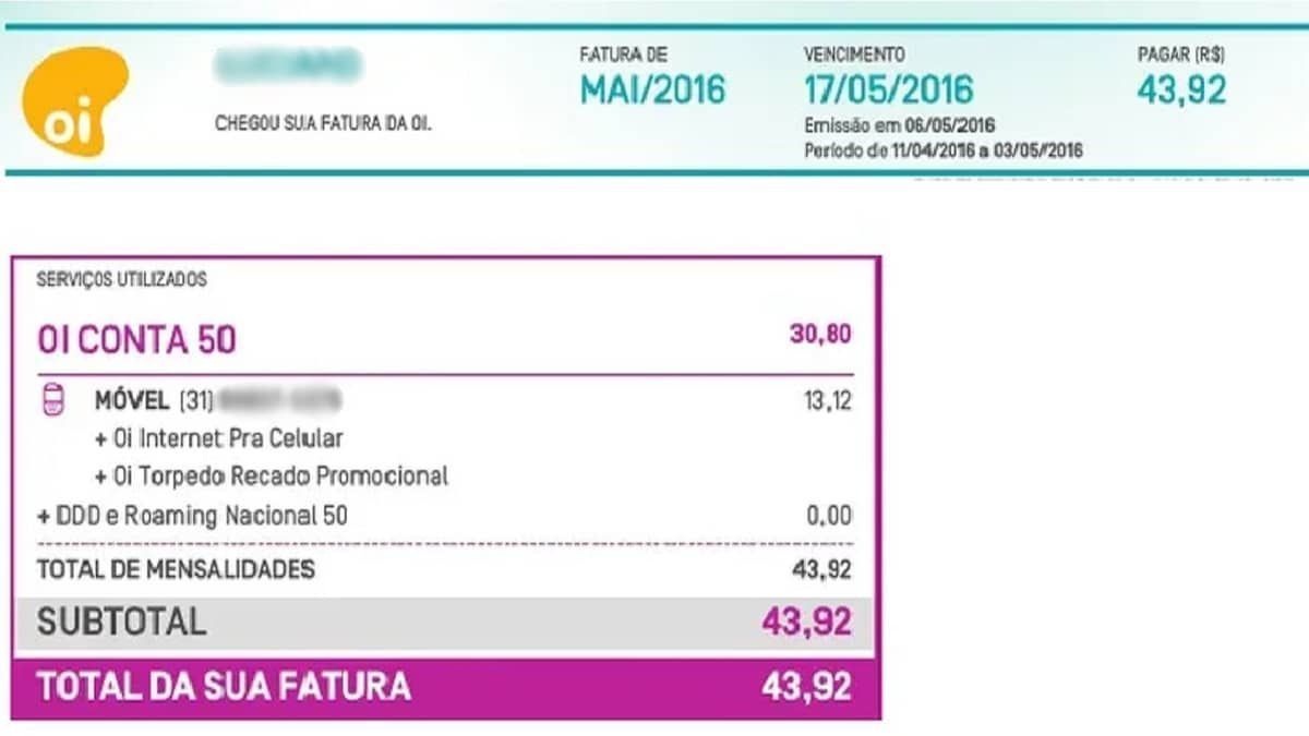 Operadora Oi é multada em quase R$ 5 milhões por não enviar fatura para clientes em Minas