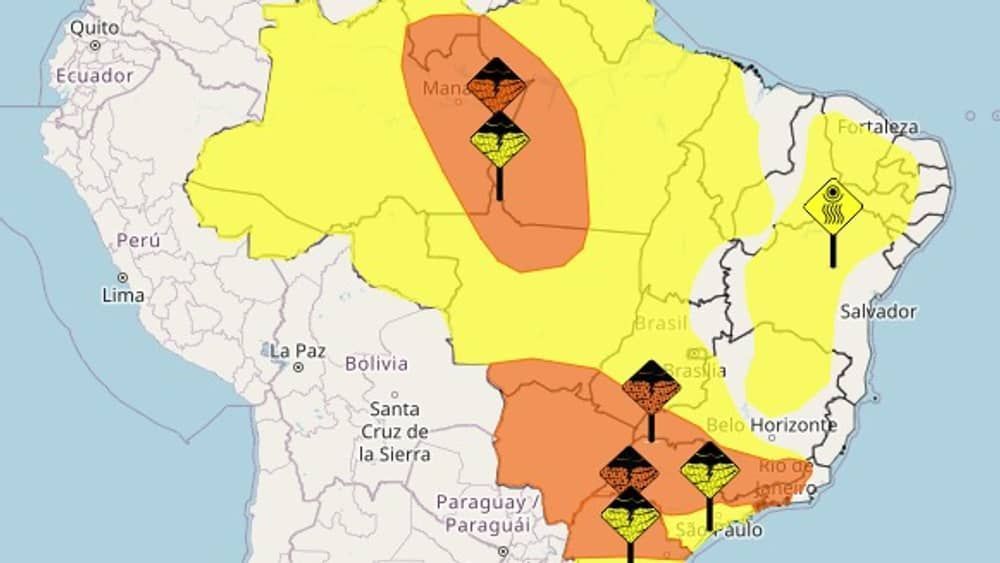 Chuva e tempestade: veja para onde vale os alertas amarelos e laranjas do Inmet