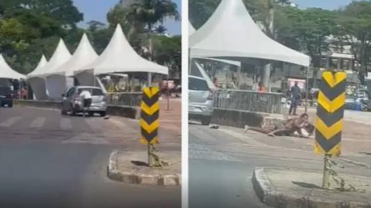 Os dois trocaram socos na altura da Praça Nova da Pampulha e o policial chegou a ser desarmado; policial militar está preso