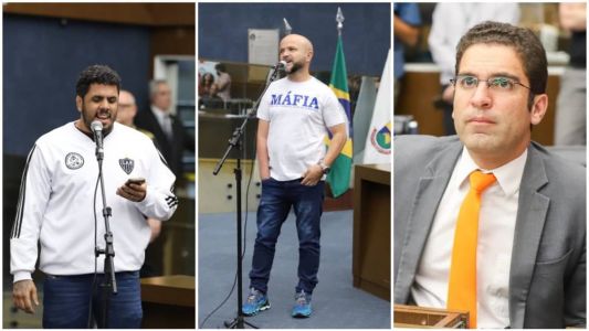 Os vereadores César Gordin (Solidariedade), Miltinho CGE (PDT) e Braulio Lara (Novo)