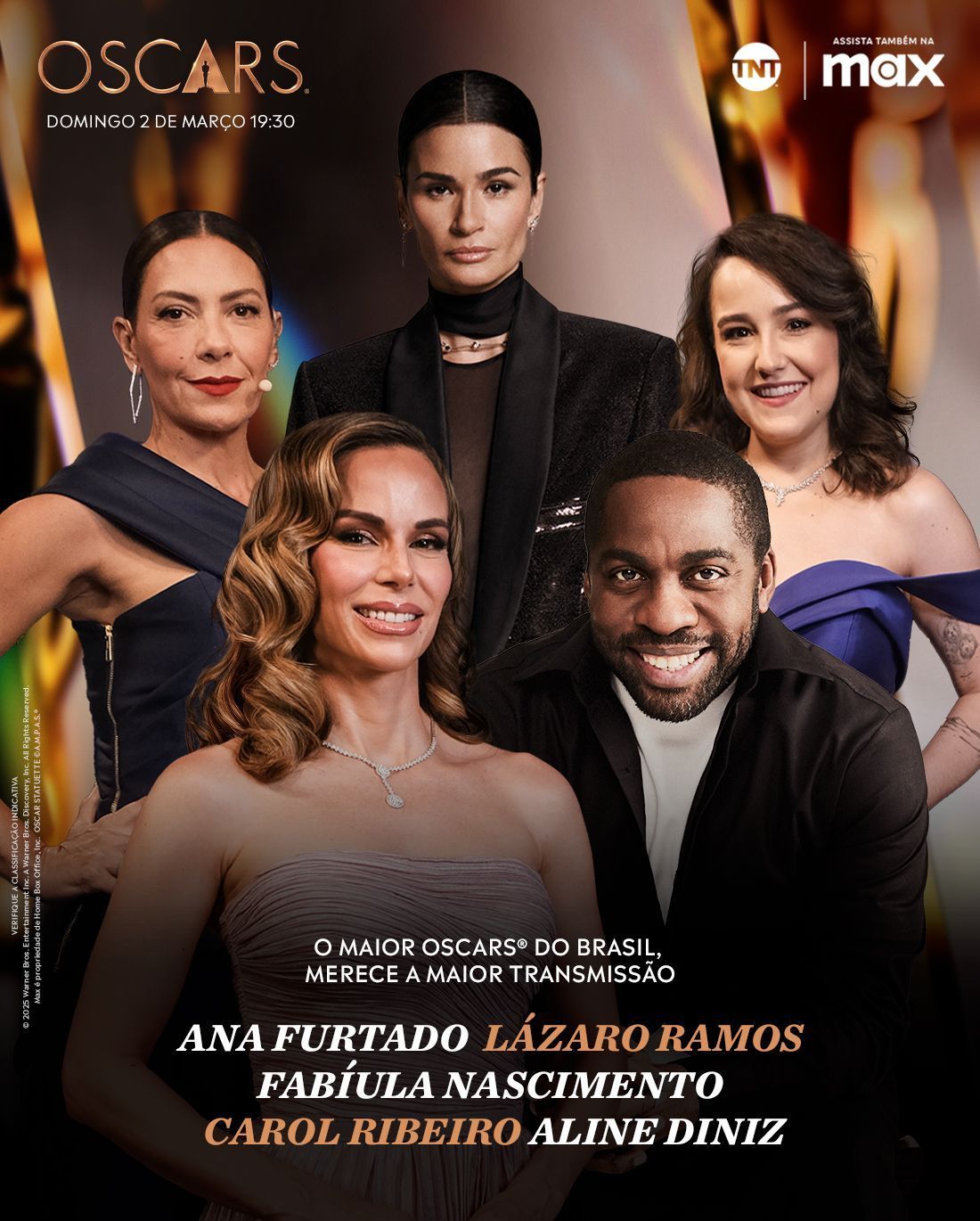 Oscar 2025: Max e TNT anunciam time de apresentadores com Ana Furtado, Lázaro Ramos e mais