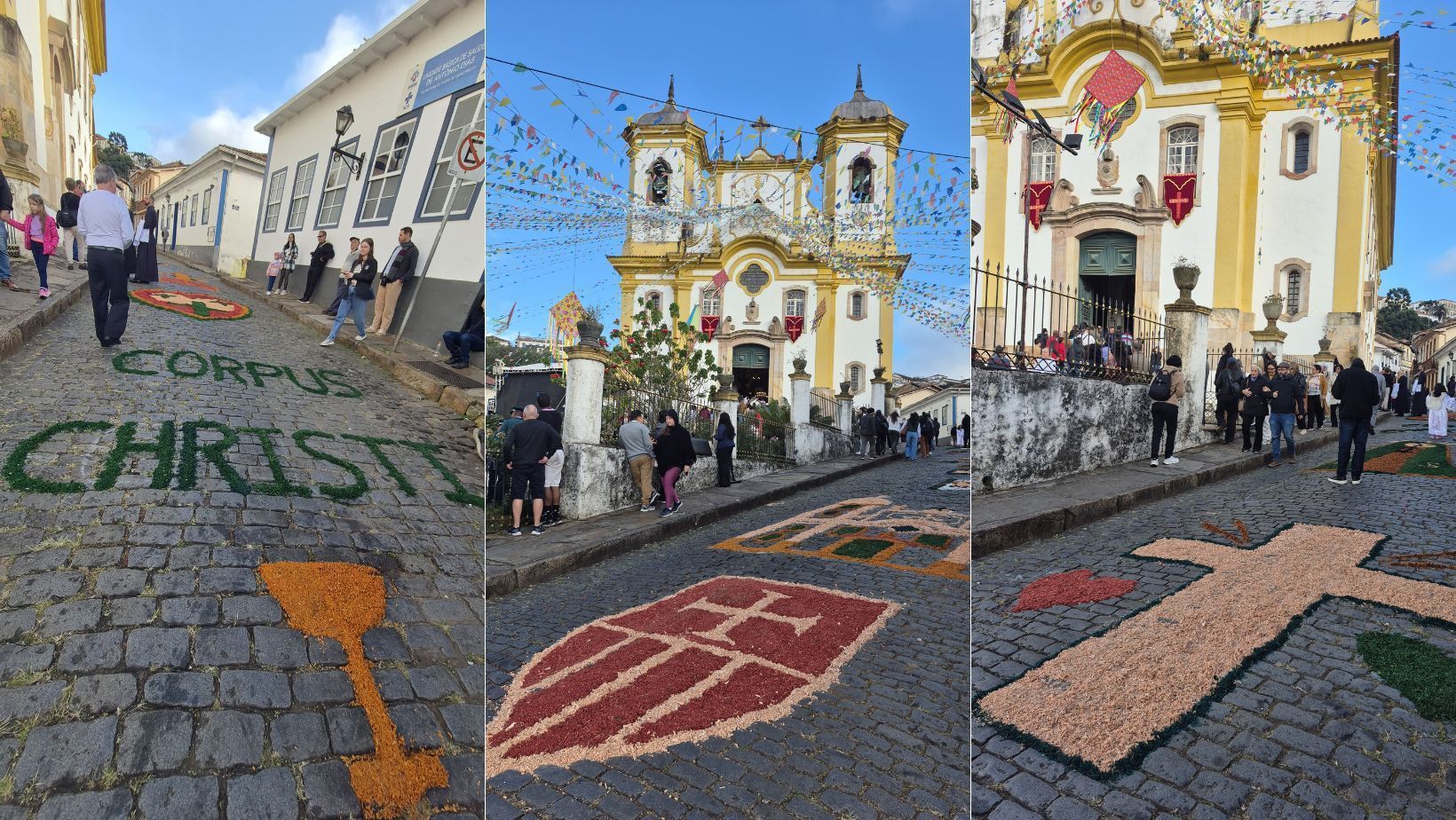 Ouro Preto, cidade histórica de MG, celebra Corpus Christi com tapetes de serragem; veja fotos