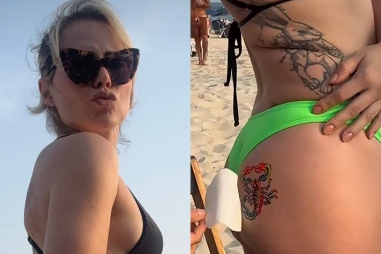 Letícia Colin mostra tatuagem que fez no bumbum durante ida à praia; veja a foto