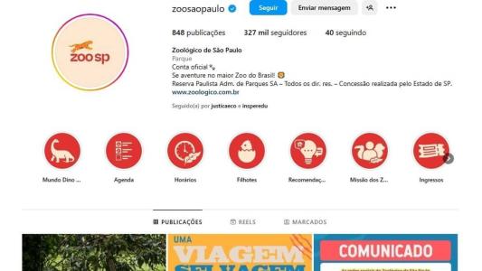 Página do Instagram do Zoológico de São Paulo foi recuperada