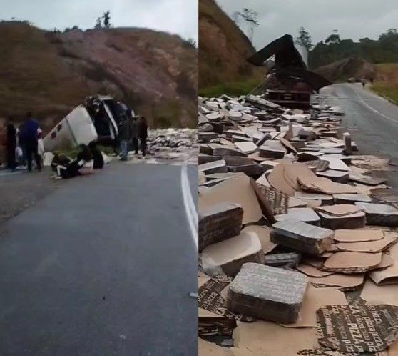 Batida entre ônibus, carreta e carro deixa um morto e sete feridos na BR-116 em MG