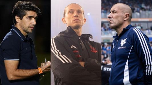 Abel Ferreira, Filipe Luís e Leonardo Jardim, técnicos de Palmeiras, Flamengo e Cruzeiro em 2025