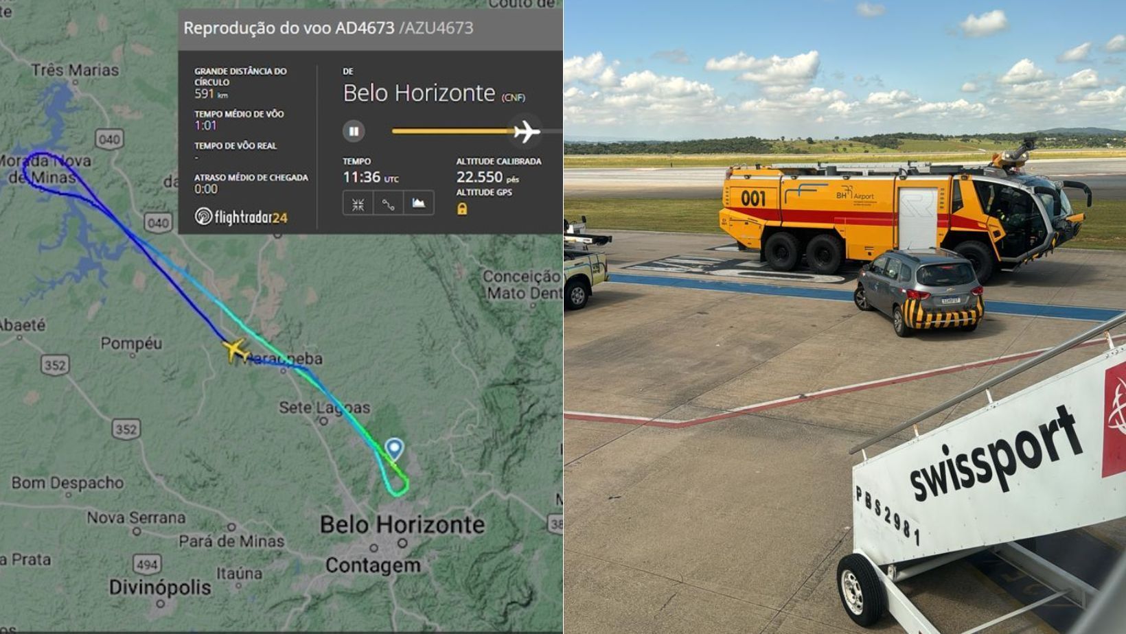 Avião da Azul que saiu de BH para Brasília tem pane no ar e retorna ao Aeroporto de Confins