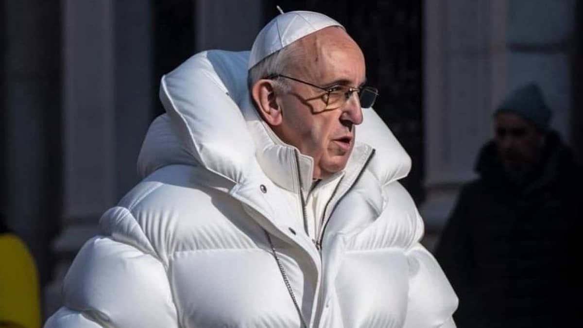 Inteligência artificial apresenta Papa Francisco de jaqueta branca