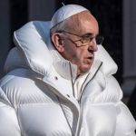 Inteligência artificial apresenta Papa Francisco de jaqueta branca