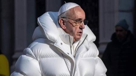 Papa Francisco aparece de casaco longo branco em imagem criada no Midjourney