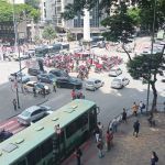 Breque dos apps: motociclistas de aplicativo fazem manifestação no Centro de BH de Belo Horizonte